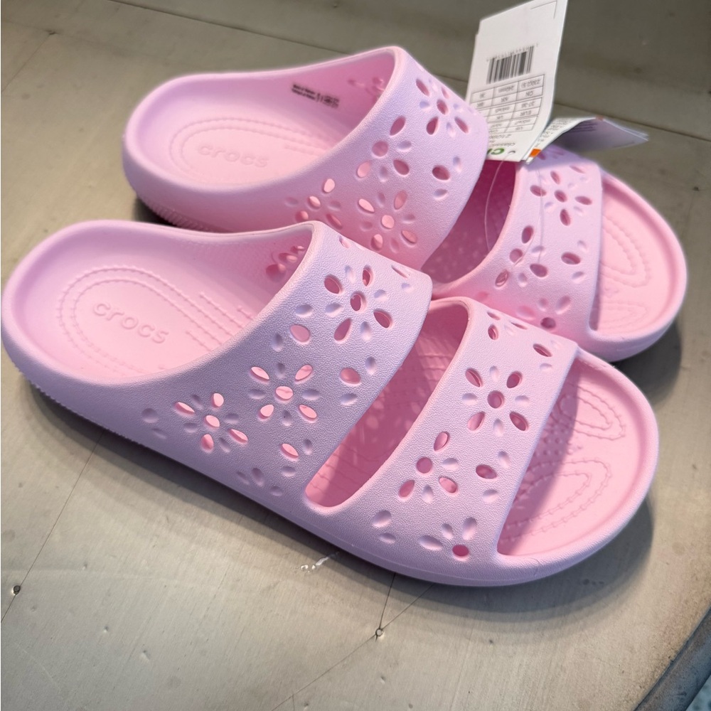 CROCS Pink Sandals Lightweight Slip-On Design